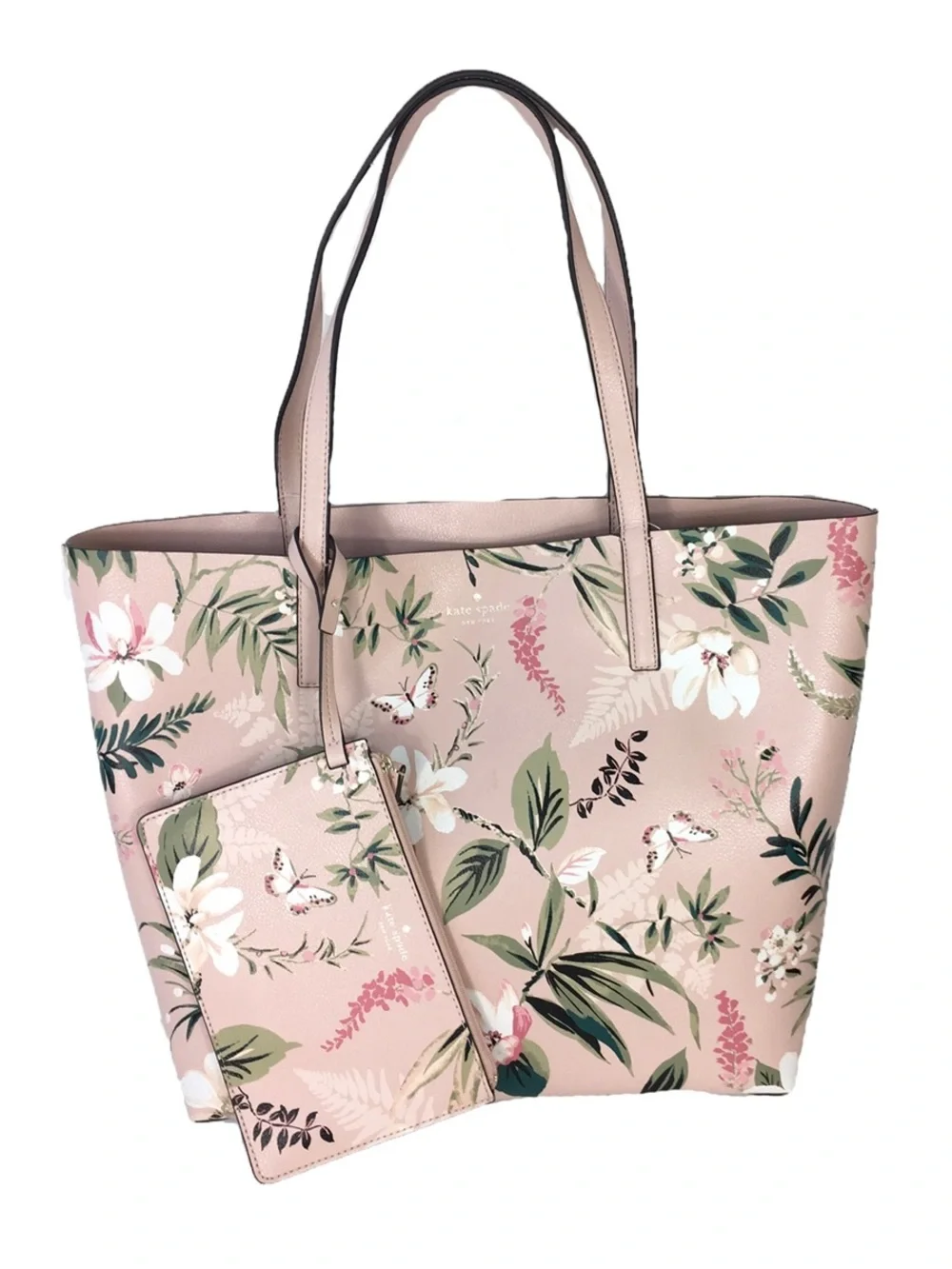 Kate Spade Floral Reversible Tote Bag with Wristlet - Pink Floral